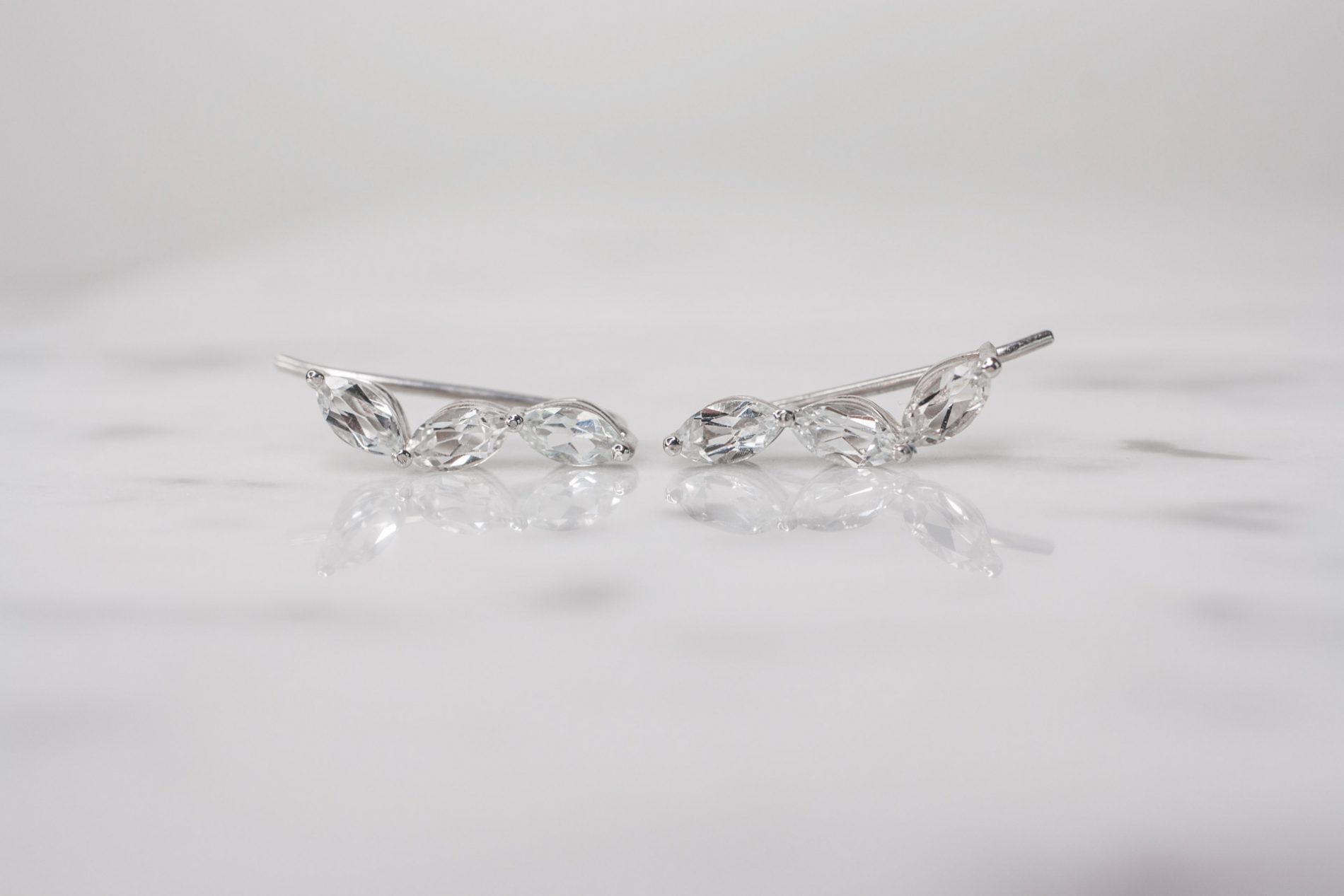 Aretes Cristal Lili Topacio blanco